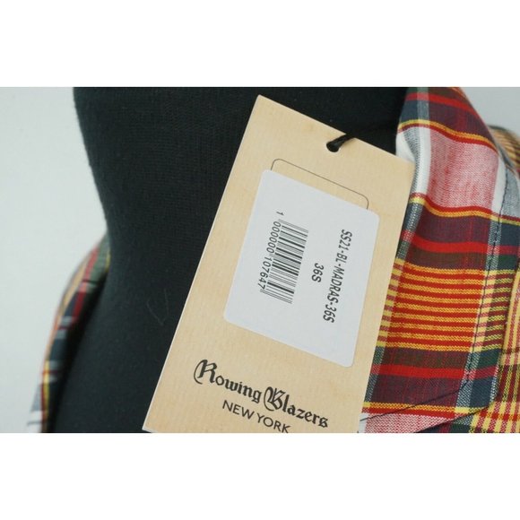 Rowing Blazers Indian Madras Multicolor Plaid Sport Coat Jacket Sz 36S - Picture 4 of 9